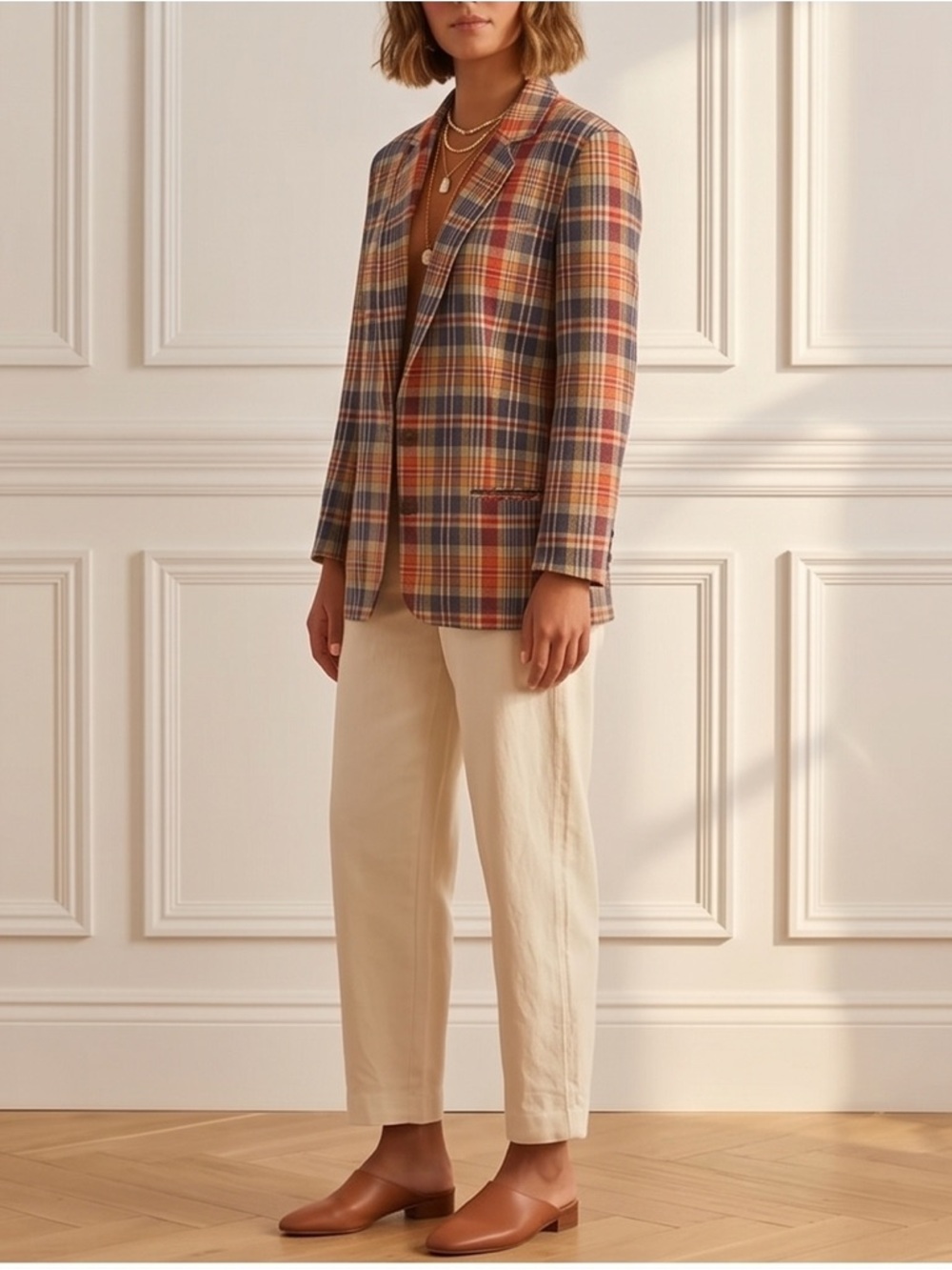 Vintage Lizwear Plaid Linen Blazer